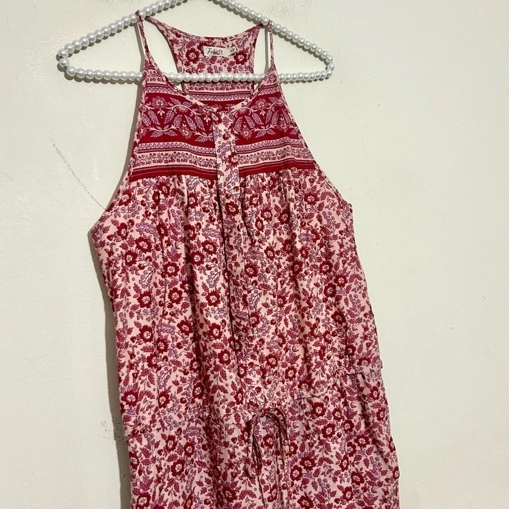 Faherty Adella Floral Pink Sleeveless Racerback Jumpsuit SIZE SMALL